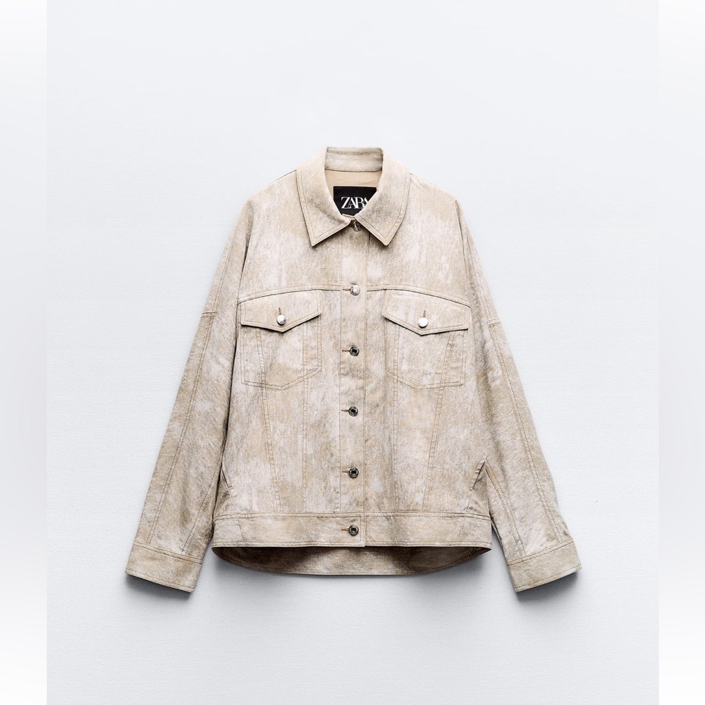NWT Zara Printed oversized linen blend jacket - Picture 5 of 14